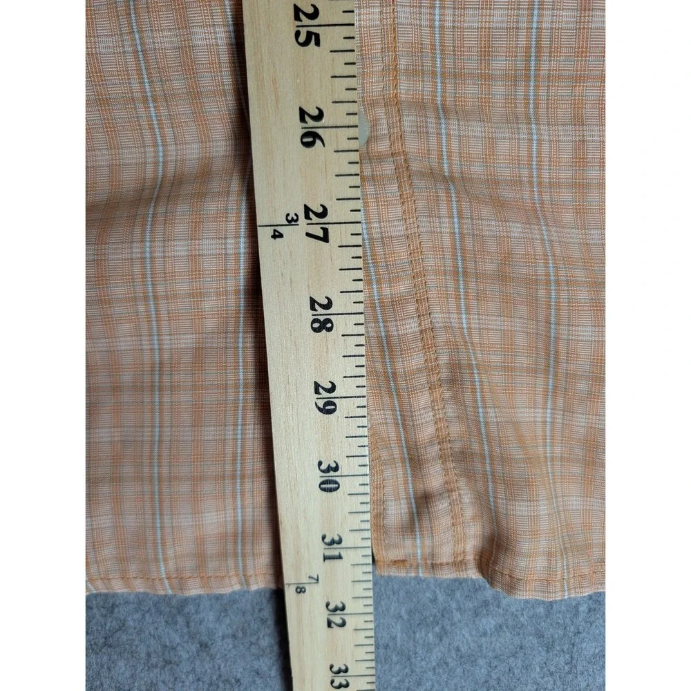 The North Face Mens Short Sleeve Plaid Button Down Shirt Orange Mesh Lined XL